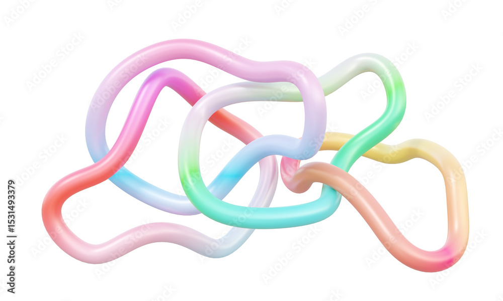 Naklejka premium Gradient line colorful spiral tangled modern curve wave design artwork on isolated background. 3d render illustration