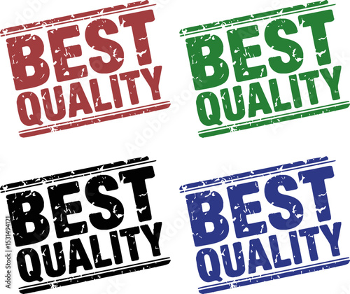 A red best quality stamp on a white background with textured effect mark