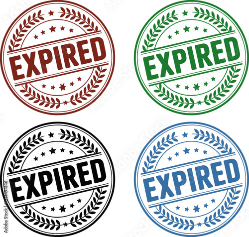 Illustration of a vintage paper with an expired stamp in the center of it