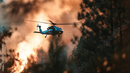Wallpaper Mural Helicopter flying by a bushfire Torontodigital.ca