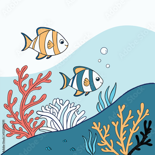 fish in the water underwater vector background 