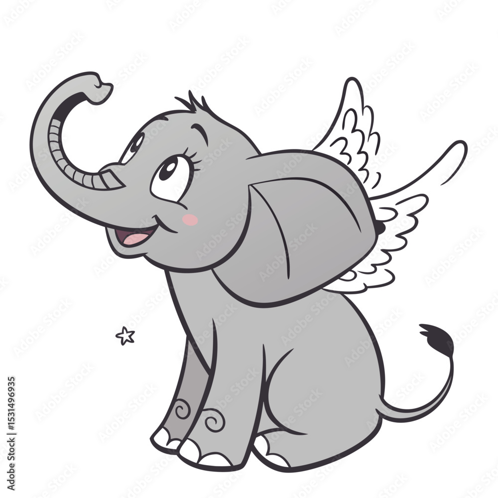 Fototapeta premium A cute elephant with wings with it