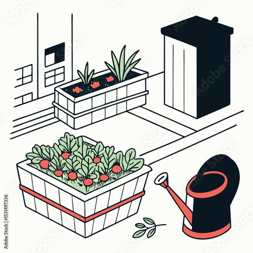A vector illustration of a kitchen 
