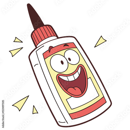 cartoon character glue bottle vector icon 