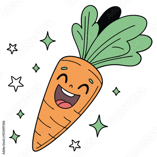 A vector icon of a happy carrot icon 