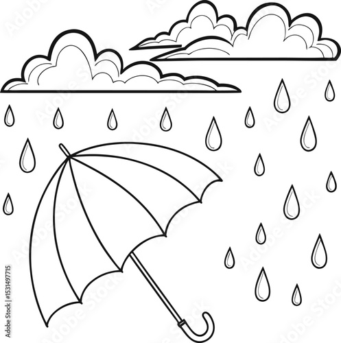 Colorful cartoon umbrella offers wet weather protection, a perfect autumn rain icon