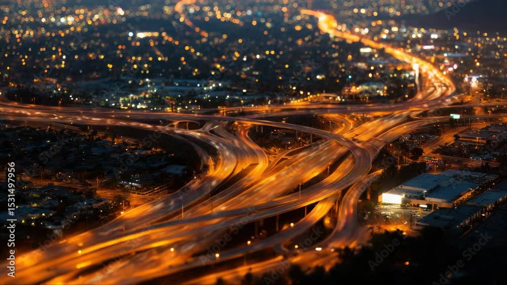 aerial top view of bangkok roundabout road at night, thailand.