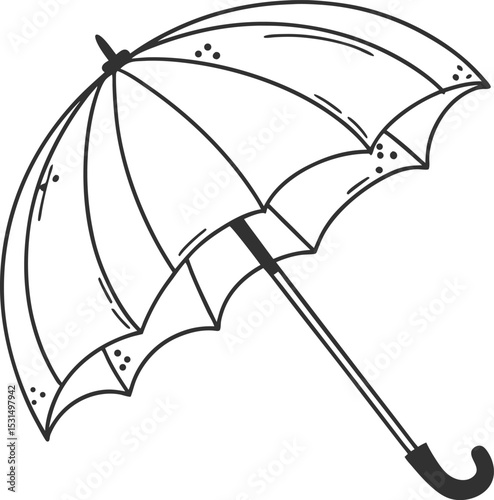 Black open umbrella vector illustration isolated on white for rain protection