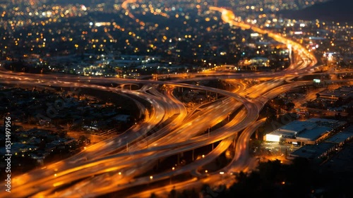 Wallpaper Mural aerial top view of bangkok roundabout road at night, thailand. Torontodigital.ca