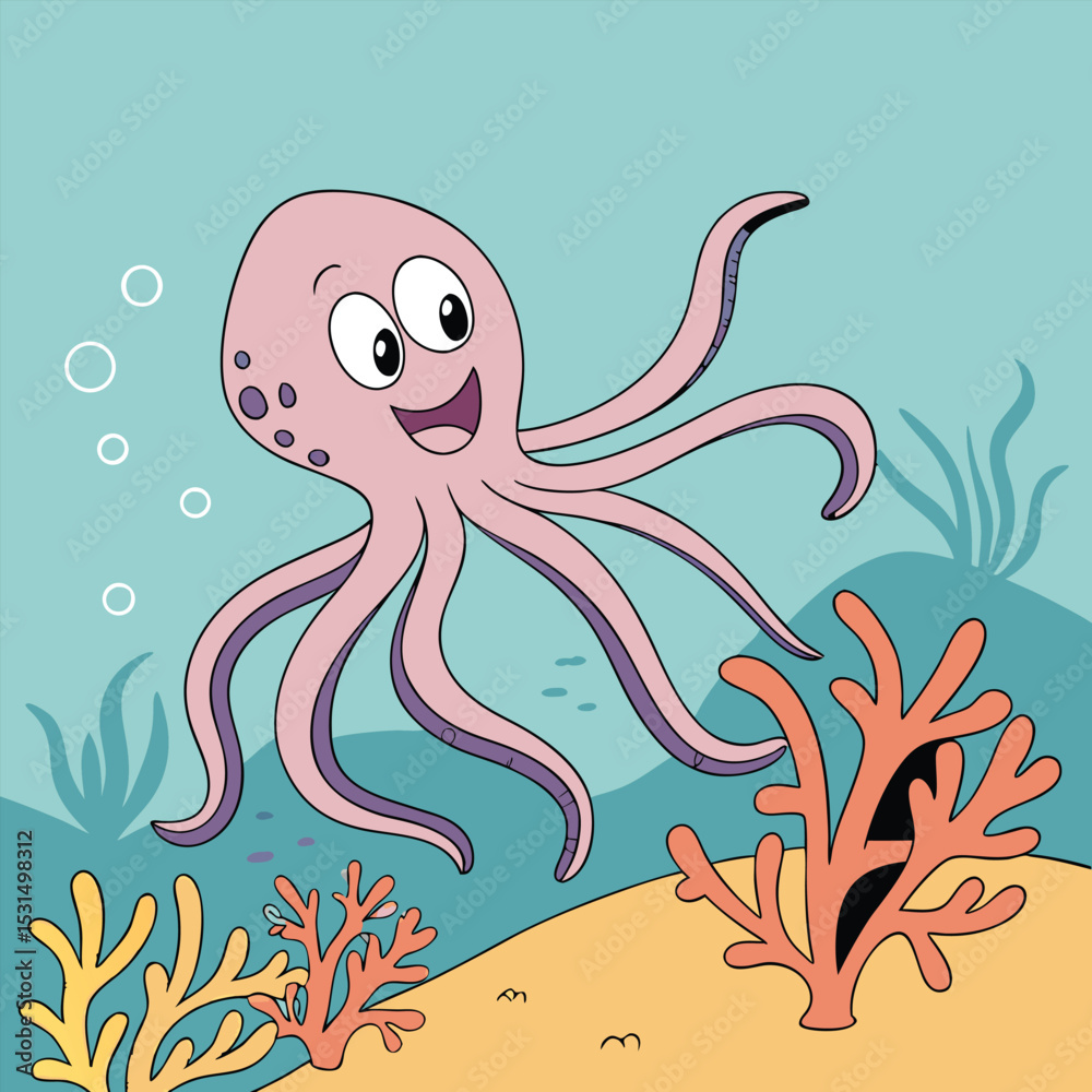 Obraz premium octopus with a fish vector 