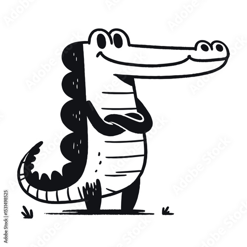 Cartoon crocodile illustration, on transparent background, vector