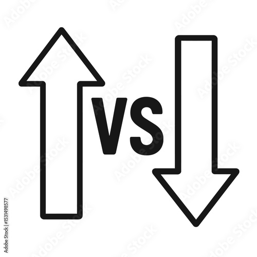 Black and White Up and Down Arrows Versus (VS) Icon - Comparison and Direction