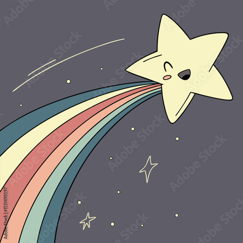 cartoon illustration of a moon and stars