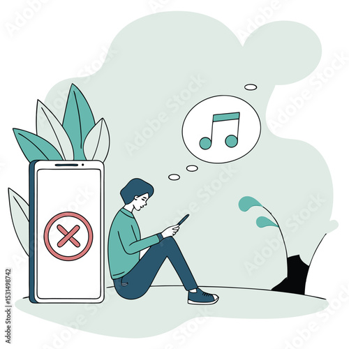social media detox vector concept flat design