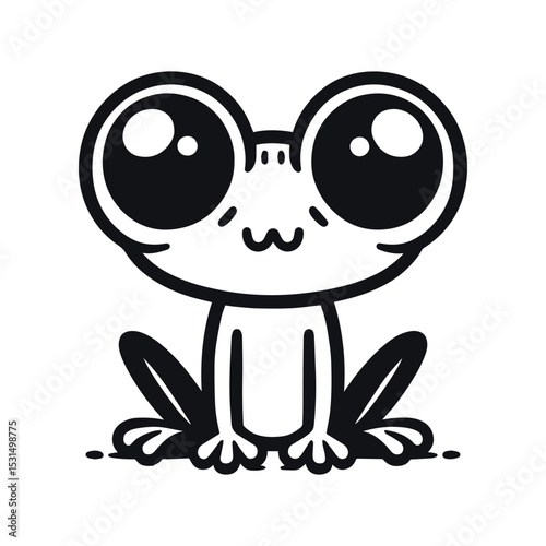 Cartoon frog illustration, on transparent background, vector
