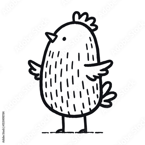 Cartoon happy chicken illustration, on transparent background, vector