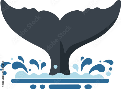 Whale tail splashing water ocean wildlife marine mammal nature vector illustration 
