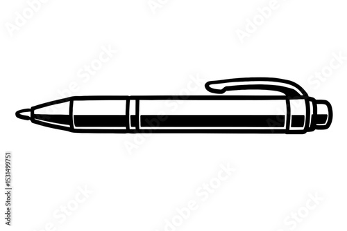 Black and White Pen Icon Vector - Writing and Education Tool