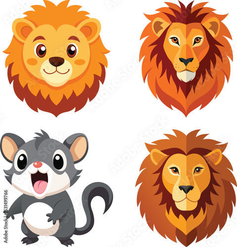 Cute Cartoon Lion  Cute character design of the lion

