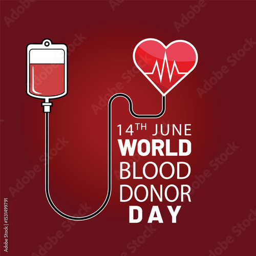 World blood donor day celebration with medical bag and heartbeat symbol