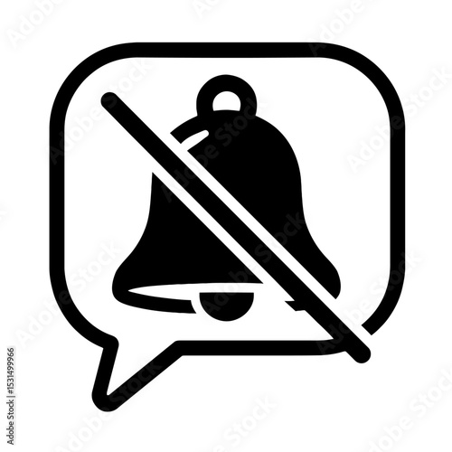 Mute Notifications Bell Icon in Speech Bubble - Silent Alert Vector