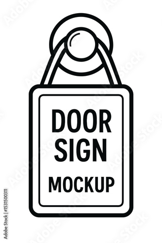 Door Hanger Sign Mockup Vector - Customizable Black and White Template