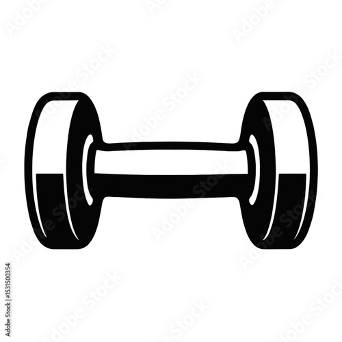 Black Dumbbell Weight Vector Icon - Fitness and Workout Equipment Symbol