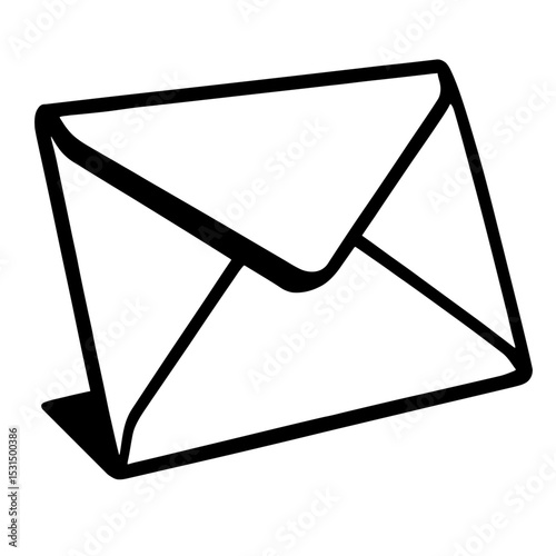 Simple Envelope Outline Vector Icon - Black and White Mail and Communication Symbol