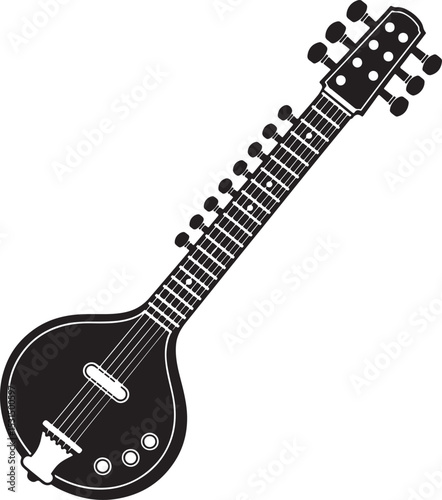 Vector silhouette Indian Veena illutration