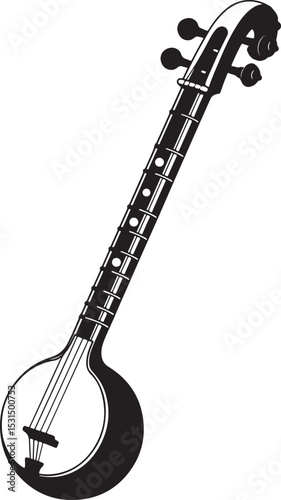 Vector silhouette Indian Veena illutration