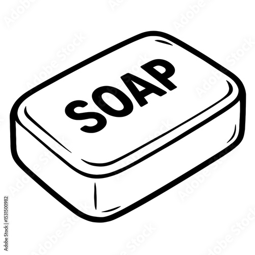 Simple Black and White Soap Bar Outline Icon - Hygiene, Cleanliness, and Personal Care Vector