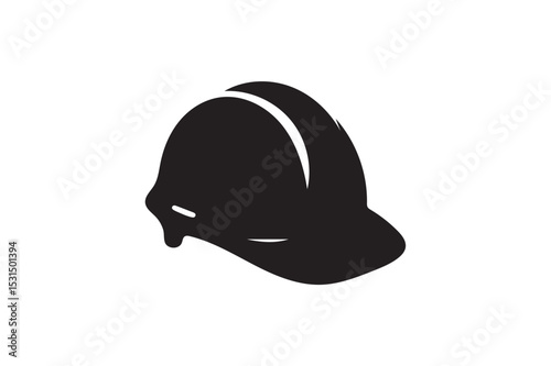 Construction Hard Hat silhouette icon on background.