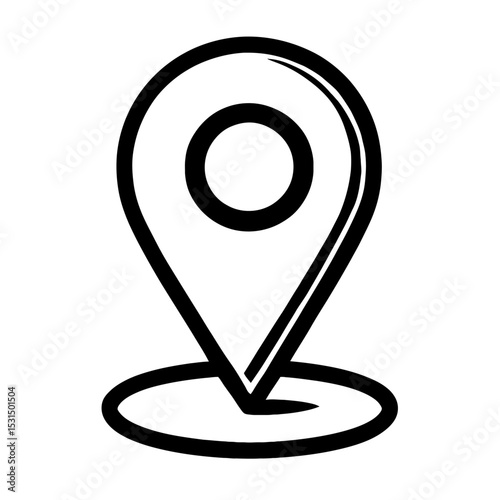 Simple Location Pin Outline Icon - Map Marker Vector for GPS and Navigation