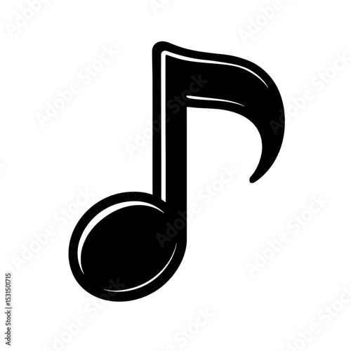 Simple Black and White Music Note Vector Icon - Eighth Note Symbol for Melody and Sound