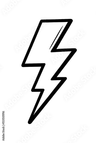 Simple Outline Vector Icon of a Lightning Bolt - Power and Energy Symbol