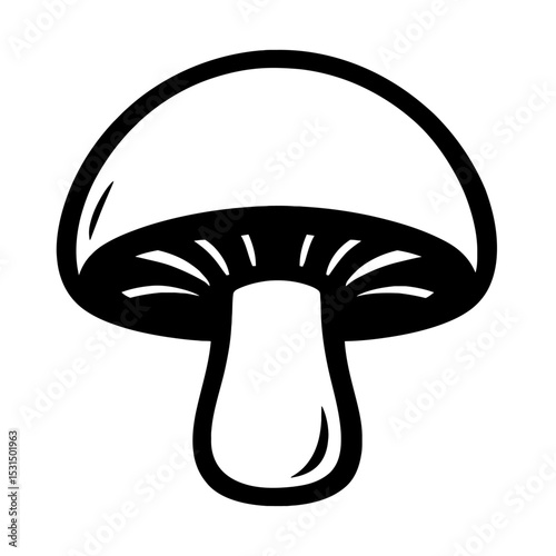 Simple Outline Vector Icon of a Mushroom or Fungi with Gills