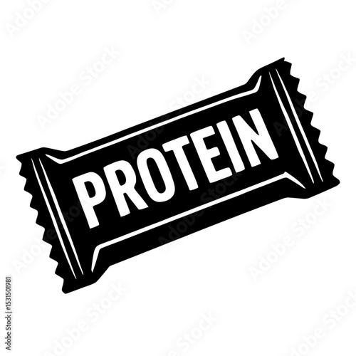 Solid Black Vector Icon of a Wrapped Protein Bar Snack