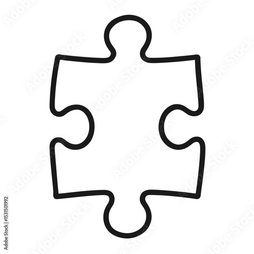 Simple Blank Jigsaw Puzzle Piece Outline Vector Icon