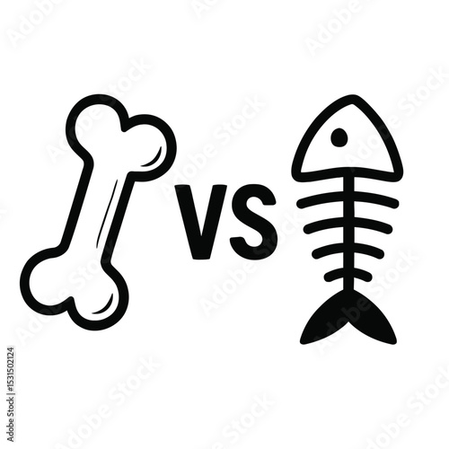 Bone versus Fish Skeleton - Dietary or Predation Comparison Icon