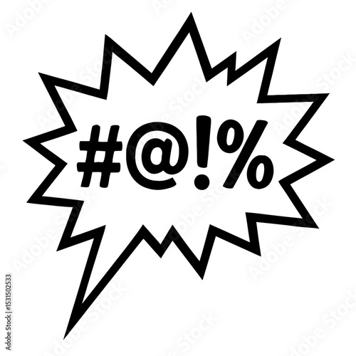 Vector Outline of Comic Speech Bubble with Censored Expletive Symbols