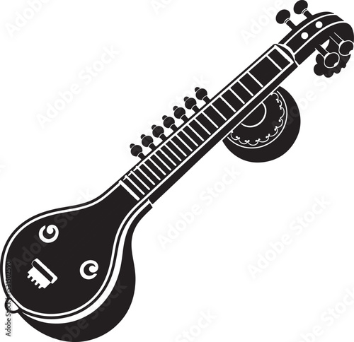 Vector silhouette Indian Veena illutration