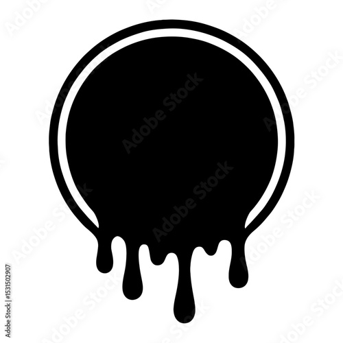 Dripping Paint Circle or Blob Icon - Creative Liquid Shape Element