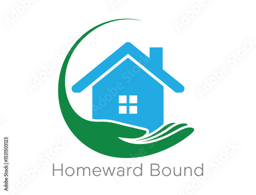 Homeward Bound Logo with House and Hand Design