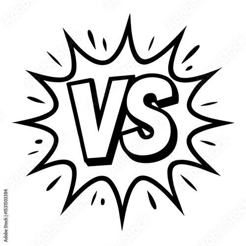 VS Versus Comic Explosion Doodle - Dynamic Comparison Symbol