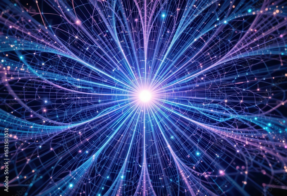 Obraz premium Vibrant abstract background with intricate light patterns for computer monitors