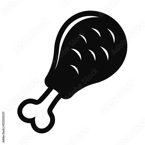 Chicken Drumstick Icon - Cooked Poultry Meat Graphic