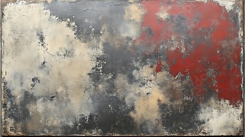Abstract painting with contrasting colors and textured surfaces