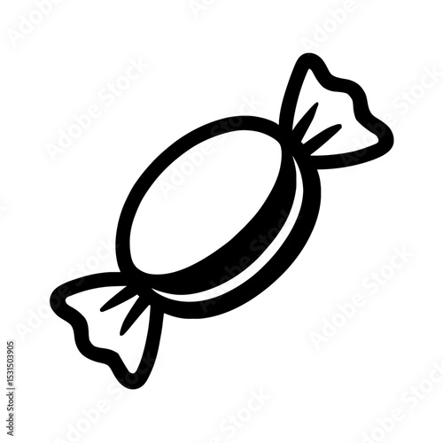 Black and White Wrapped Candy or Sweet Icon for Treats and Confections
