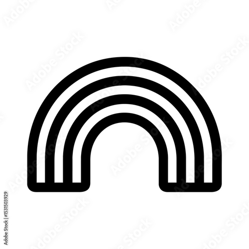 Black and White Simple Rainbow Arc Icon for Weather and Hope