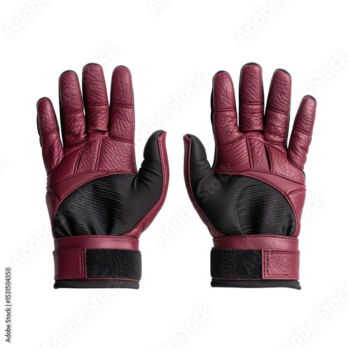 High quality maroon gloves designed for sports or outdoor activities, featuring textured grip and flexible material for enhanced performance and comfort. Ideal for athletes and enthusiasts